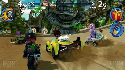Schermata di Beach Buggy Racing 2 con kart tra palme tropicali